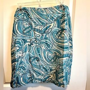 Women's Paisley Print Skirt Size 10, Multi-color, 100% Silk